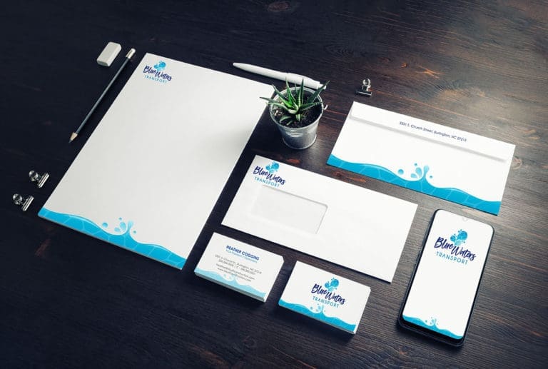 Blue Waters Transport branded stationery